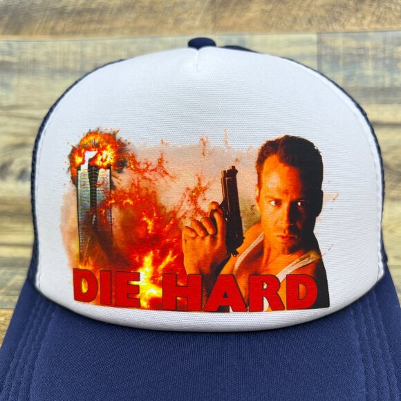Die Hard Mens Trucker Hat Navy Snapback 80s Action Yippee-ki-yay Baseball Cap - Picture 2 of 5